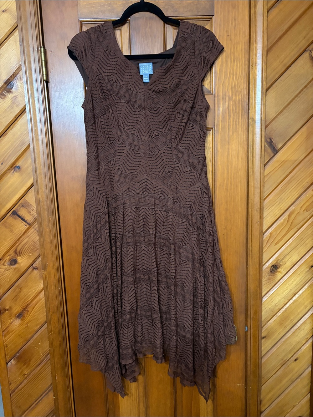 Rabbit Rabbit Rabbit Brown Midi Lace Fit & Flare Dress